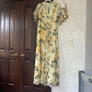 Yellow floral, maxi dress, asos, size medium